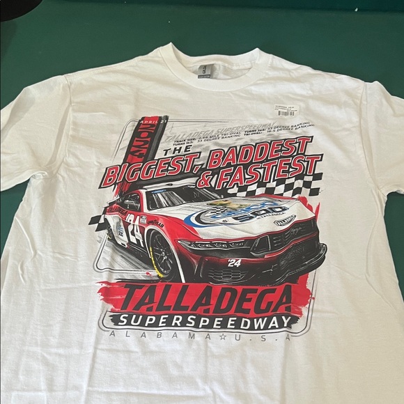 Gildan Other - Talladega Superspeedway Graphic Tee - White with Red & Black Race Car NASCAR
